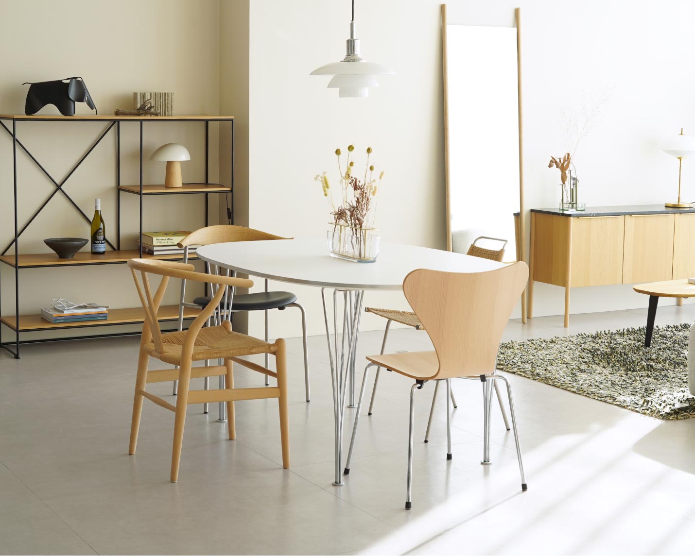 CARL HANSEN & SON （カール・ハンセン＆サン）CH24(Yチェア）ビーチ ソープフィニッシュと好きな椅子の組み合わせのダイニング