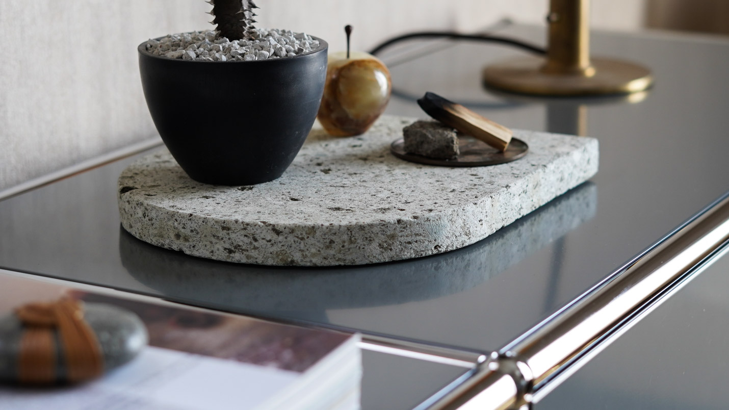 vanillaオリジナル大谷石ハーフラウンドプレート