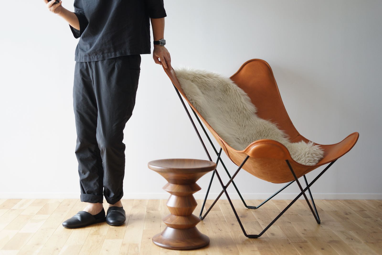 BKF CHAIR BLACK LEATHER バタフライチェア アクタス-