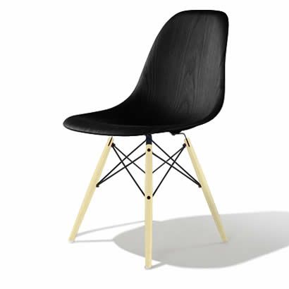 ハーマンミラー（Hermanmiller）イームズ ウッドシェルチェア サイドチェア DWSW エボニー ブラックベース ホワイトアッシュ［DWSW. BK A2 EN E8］