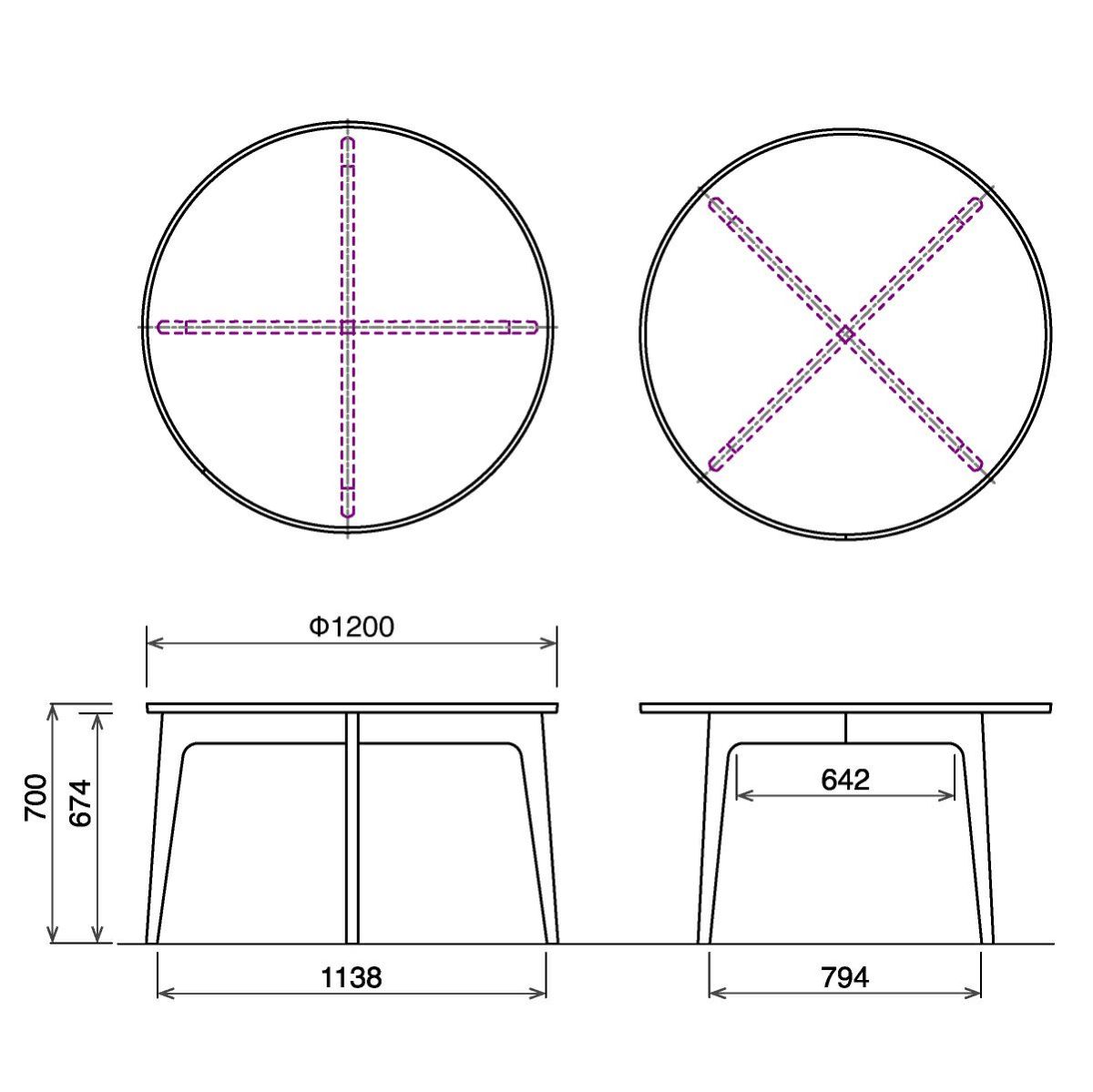 マルニ60+ ウォルナットフレームラウンドテーブル120 商品画像7