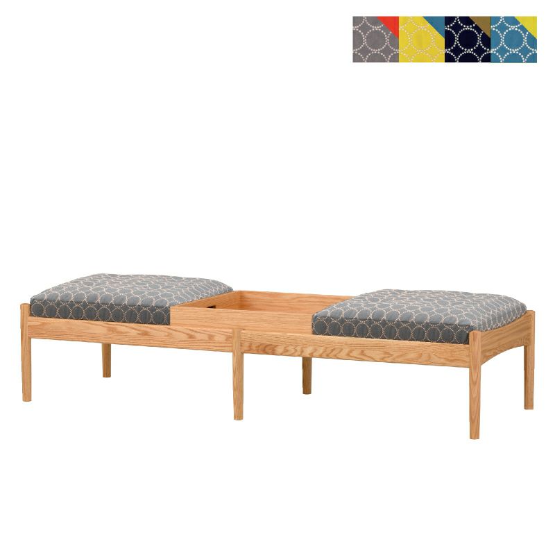マルニ60+ オークフレーム ベンチソファ＆スクエアトレイ（座クッション×2） ファブリック M-05（ミナペルホネン dop-tambourine）商品画像1