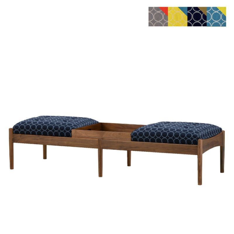 マルニ60+ ウォルナットフレーム ベンチソファ＆スクエアトレイ（座クッション×2） ファブリック M-05（ミナペルホネン dop-tambourine）商品画像1