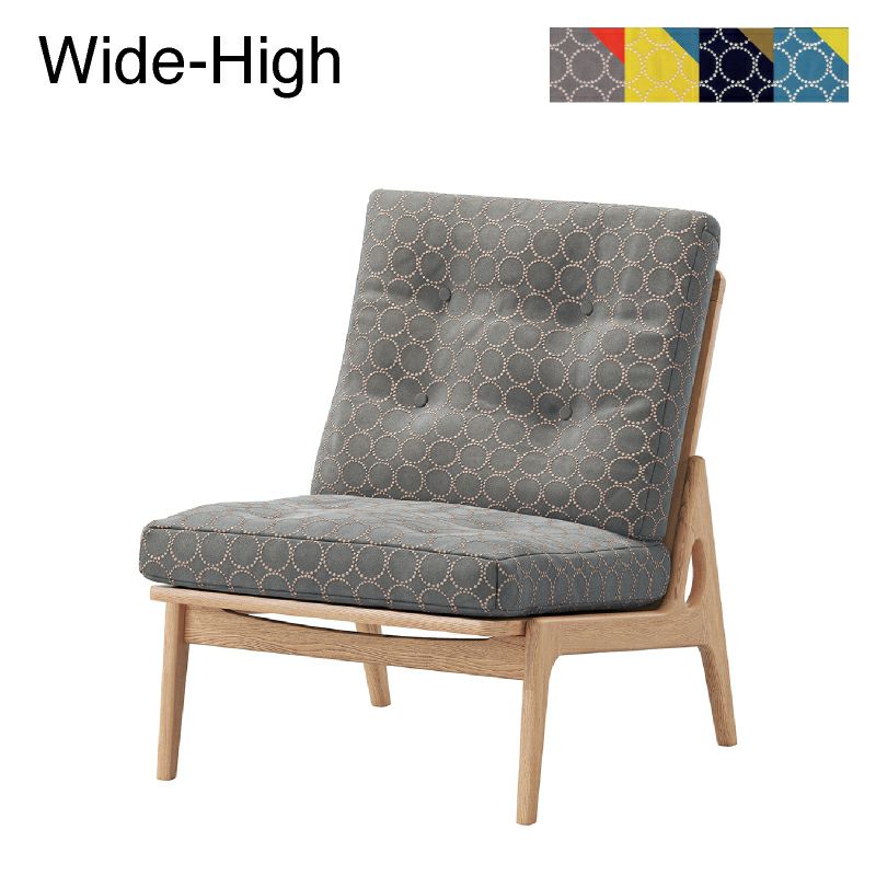 マルニ60+ オークフレーム ワイドハイバックチェア  アームレス ファブリック M-05（ミナペルホネン dop-tambourine）商品画像1