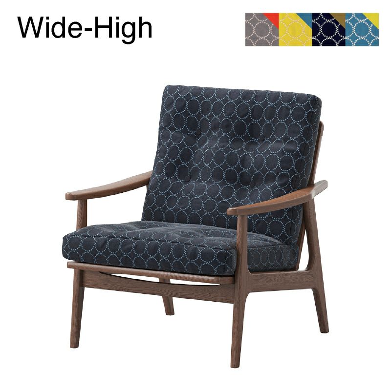 マルニ60+ ウォルナットフレームワイドハイバックチェア  1シーター ファブリック M-05（ミナペルホネン dop-tambourine）商品画像1