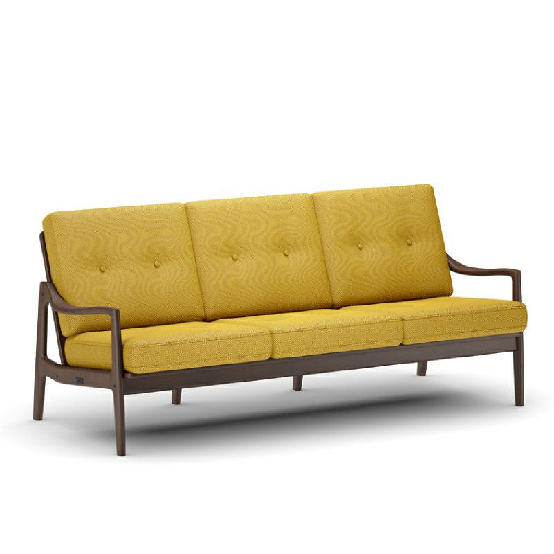 カリモク60+ フレームチェア 3シーター マスタードイエロー モカ