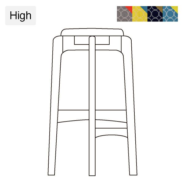 マルニ60+ ウォルナットフレームスツール High ファブリック M-05（ミナペルホネン dop-tambourine）商品画像1