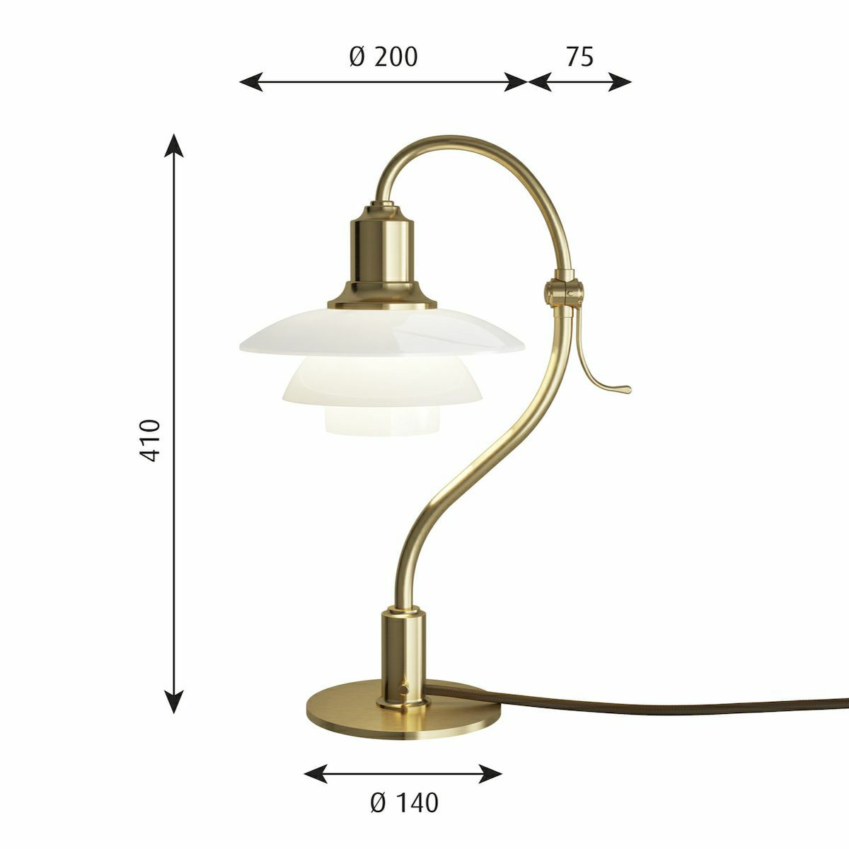《200台限定復刻品》ルイスポールセン（Louis Poulsen） PH 2/2 クエスチョンマークテーブルランプ　真鍮/乳白ガラス 商品画像3