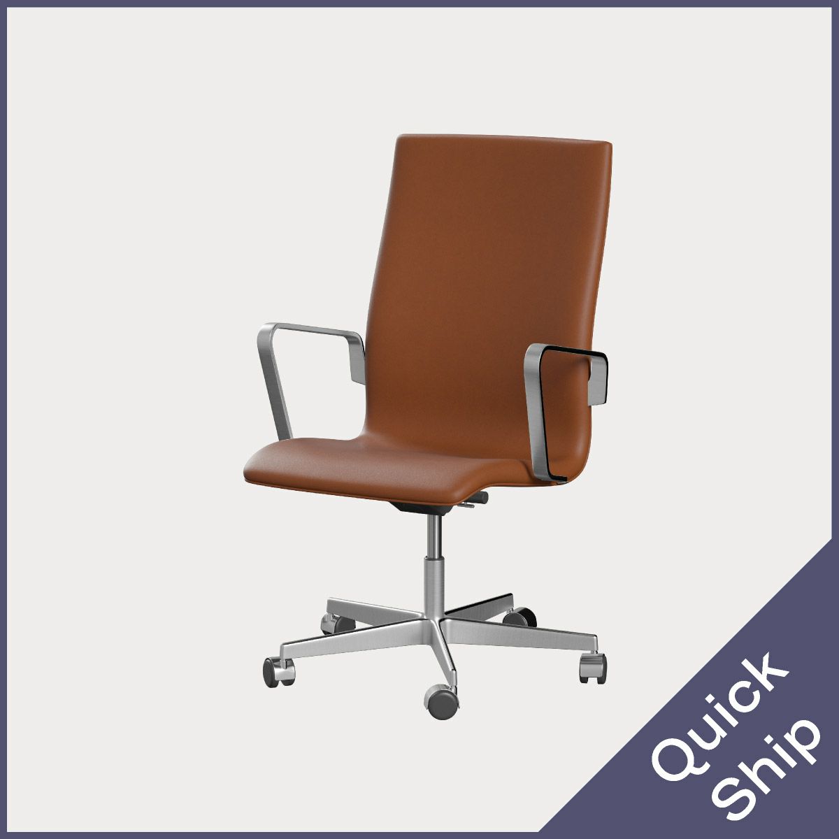 FRITZ HANSEN（フリッツ・ハンセン）OXFORD（オックスフォード）アームチェア（ミディアムハイバック）5スターキャスターベース - サテン仕上げ（シート高さ調整機能42-56cm・チルト機能）CATEGORY3 / エッセンシャルレザー（ウォルナット）