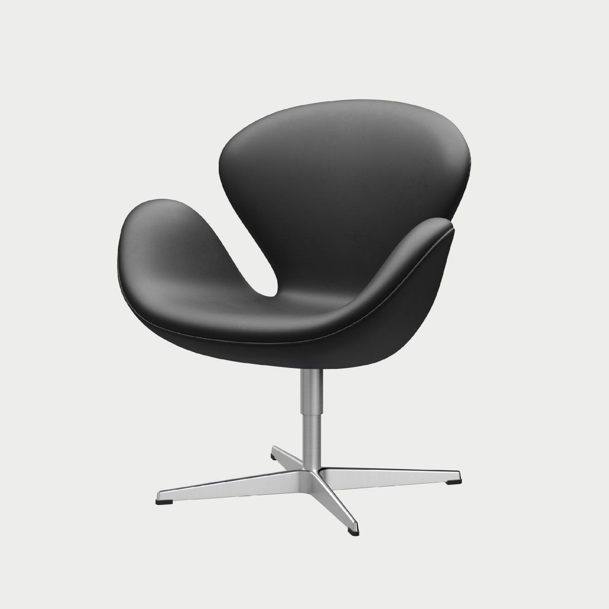 FRITZ HANSEN（フリッツ・ハンセン）SWAN（スワンチェア）アルミニウムサテン仕上げ CATEGORY3 / エッセンシャルレザー（ブラック）