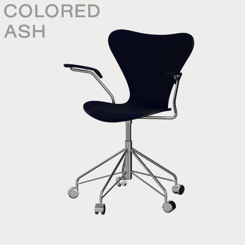 FRITZ HANSEN（フリッツ・ハンセン）SERIES 7（セブンチェア）アームチェア （キャスターチェア） カラードアッシュ / ミッドナイトブルー