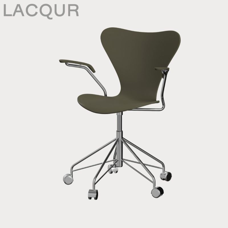 FRITZ HANSEN（フリッツ・ハンセン）SERIES 7（セブンチェア）アームチェア （キャスターチェア） ラッカー / オリーブグリーン