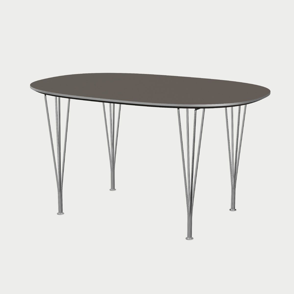 FRITZ HANSEN（フリッツ・ハンセン）SUPERELLIPSE（スーパー楕円テーブル）B611（ダイニングテーブル135×90cm）ラミネート / スパンレッグ グレー天板×クローム仕上げ