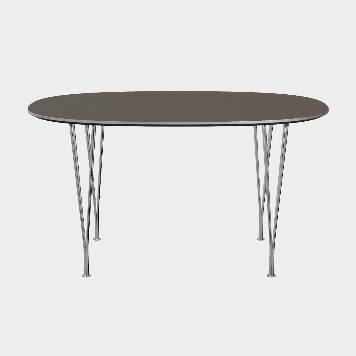 FRITZ HANSEN（フリッツ・ハンセン）SUPERELLIPSE（スーパー楕円テーブル）B611（ダイニングテーブル135×90cm）ラミネート / スパンレッグ グレー天板×クローム仕上げ