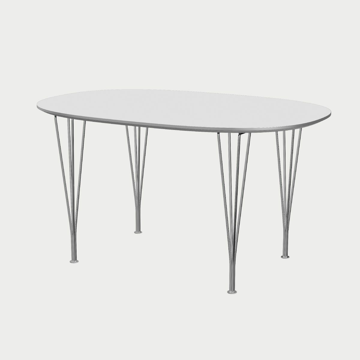 FRITZ HANSEN（フリッツ・ハンセン）SUPERELLIPSE（スーパー楕円テーブル）B611（ダイニングテーブル135×90cm）ラミネート / スパンレッグ ホワイト天板×クローム仕上げ
