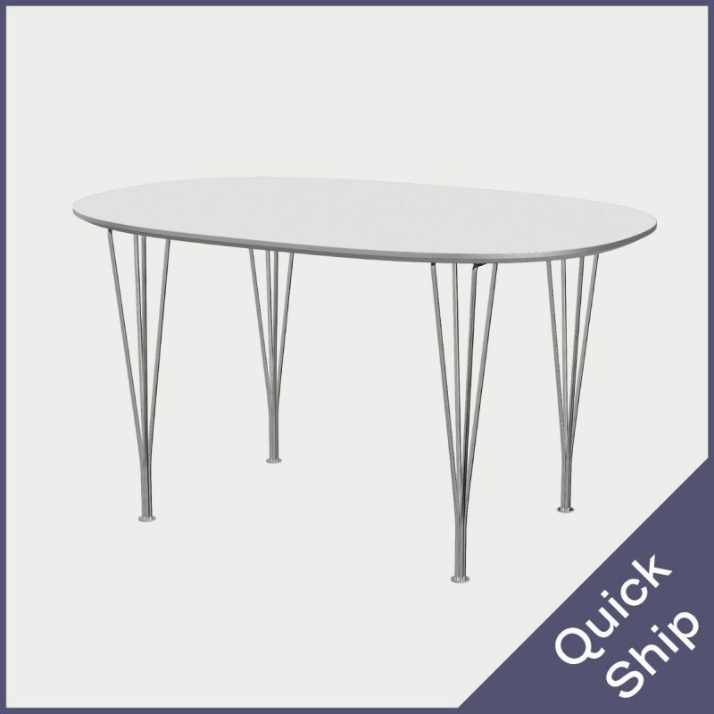 FRITZ HANSEN（フリッツ・ハンセン）SUPERELLIPSE（スーパー楕円テーブル）B612（ダイニングテーブル150×100cm）ラミネート / スパンレッグ ホワイト天板×クローム仕上げ