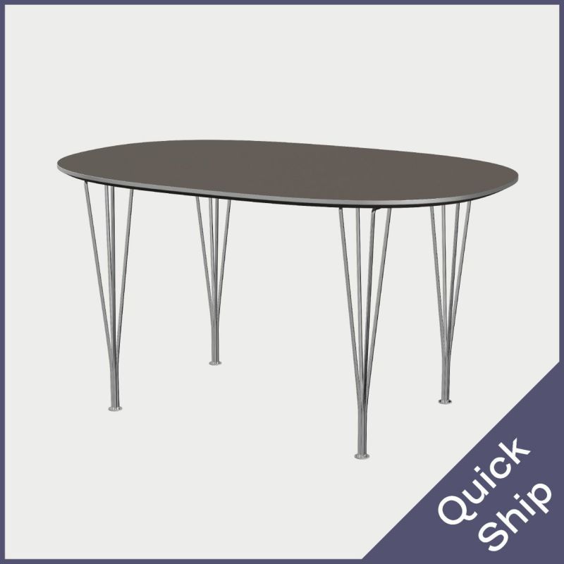 FRITZ HANSEN（フリッツ・ハンセン）SUPERELLIPSE（スーパー楕円テーブル）B612（ダイニングテーブル150×100cm）ラミネート / スパンレッグ グレー天板×クローム仕上げ