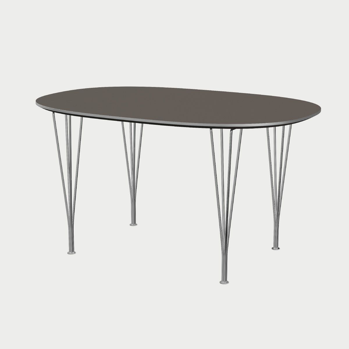 FRITZ HANSEN（フリッツ・ハンセン）SUPERELLIPSE（スーパー楕円テーブル）B612（ダイニングテーブル150×100cm）ラミネート / スパンレッグ グレー天板×クローム仕上げ