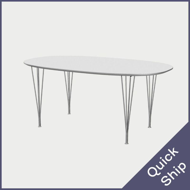 FRITZ HANSEN（フリッツ・ハンセン）SUPERELLIPSE（スーパー楕円テーブル）B616（ダイニングテーブル170×100cm）ラミネート / スパンレッグ ホワイト天板×クローム仕上げ