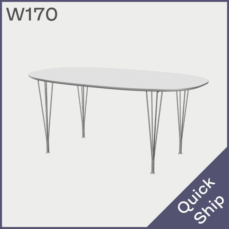 FRITZ HANSEN（フリッツ・ハンセン）SUPERELLIPSE（スーパー楕円テーブル）B616（ダイニングテーブル170×100cm）ラミネート / スパンレッグ ホワイト天板×クローム仕上げ