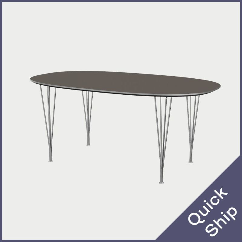 FRITZ HANSEN（フリッツ・ハンセン）SUPERELLIPSE（スーパー楕円テーブル）B616（ダイニングテーブル170×100cm）ラミネート / スパンレッグ グレー天板×クローム仕上げ