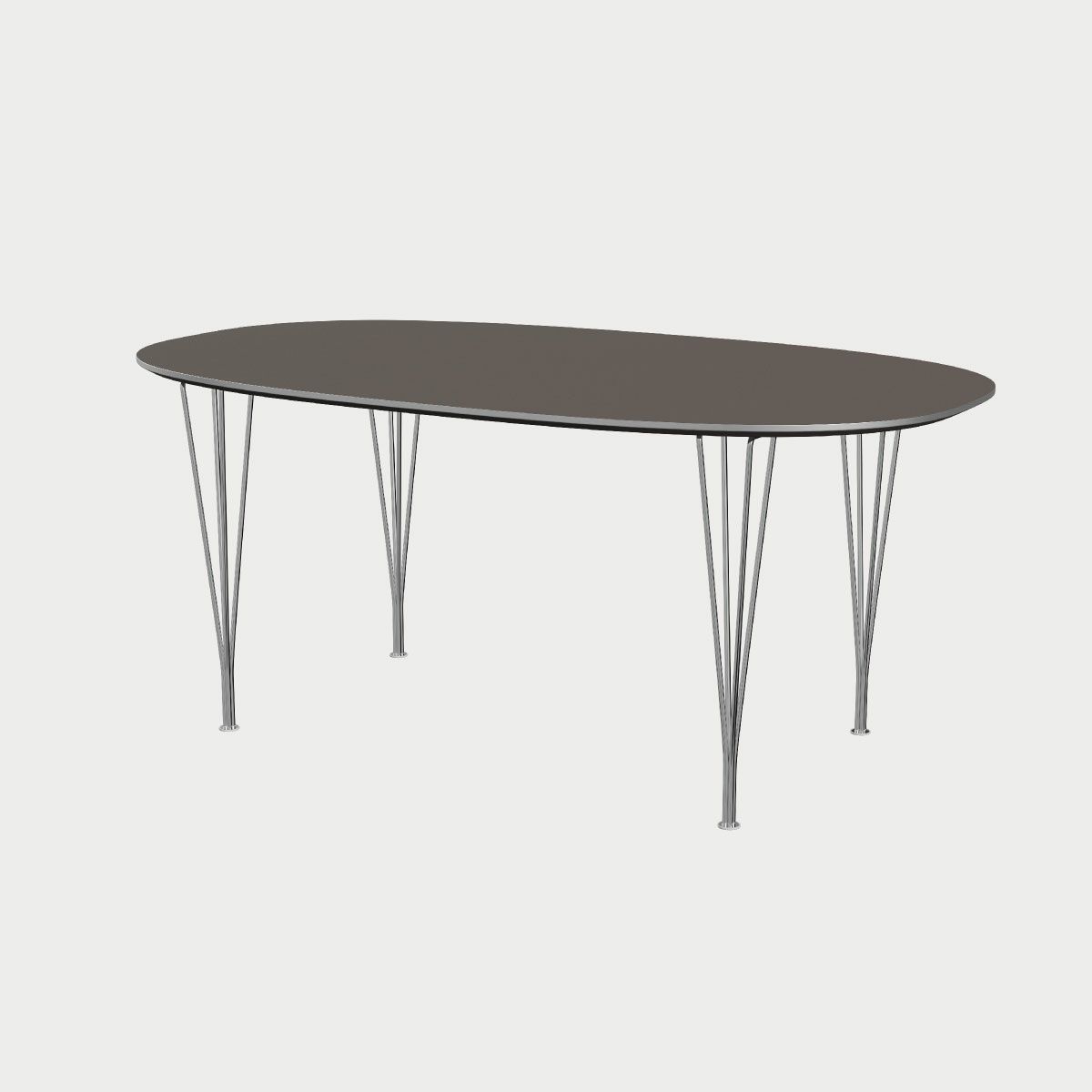 FRITZ HANSEN（フリッツ・ハンセン）SUPERELLIPSE（スーパー楕円テーブル）B616（ダイニングテーブル170×100cm）ラミネート / スパンレッグ グレー天板×クローム仕上げ