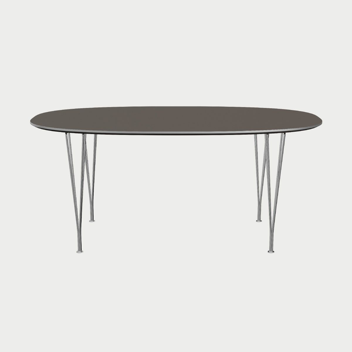 FRITZ HANSEN（フリッツ・ハンセン）SUPERELLIPSE（スーパー楕円テーブル）B616（ダイニングテーブル170×100cm）ラミネート / スパンレッグ グレー天板×クローム仕上げ