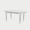FRITZ HANSEN（フリッツ・ハンセン）SUPERELLIPSE（スーパー楕円テーブル延長式）B620（ダイニングテーブル170-270×100cm）ラミネート / スパンレッグ ホワイト天板×クローム仕上げ