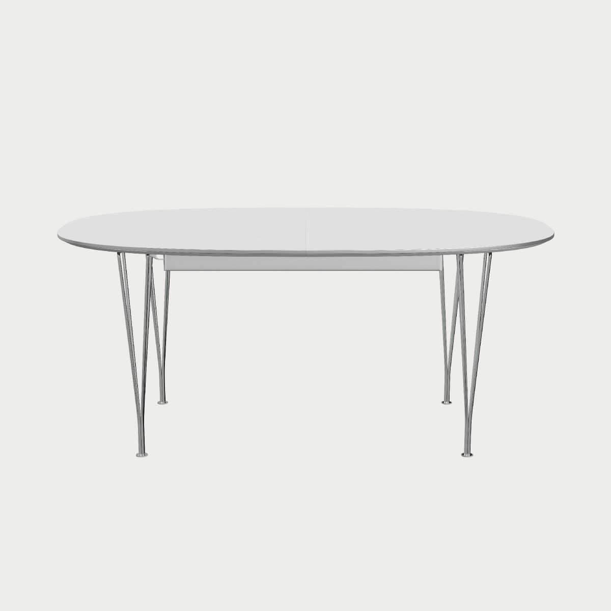 FRITZ HANSEN（フリッツ・ハンセン）SUPERELLIPSE（スーパー楕円テーブル延長式）B620（ダイニングテーブル170-270×100cm）ラミネート / スパンレッグ ホワイト天板×クローム仕上げ