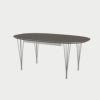 FRITZ HANSEN（フリッツ・ハンセン）SUPERELLIPSE（スーパー楕円テーブル延長式）B620（ダイニングテーブル170-270×100cm）ラミネート / スパンレッグ グレー天板×クローム仕上げ