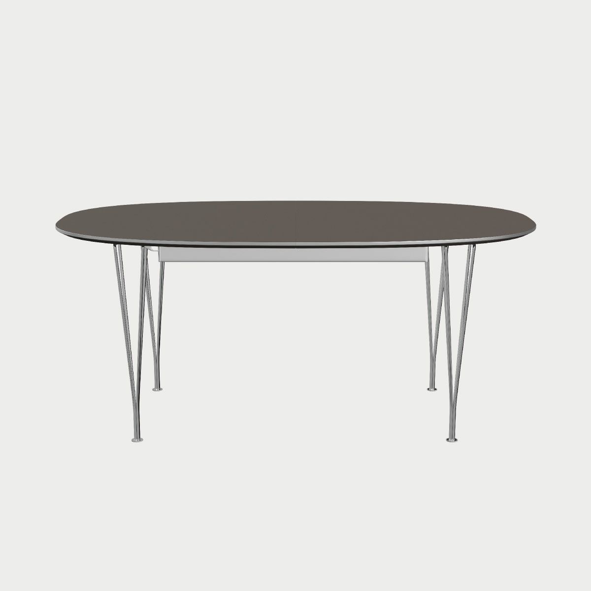 FRITZ HANSEN（フリッツ・ハンセン）SUPERELLIPSE（スーパー楕円テーブル延長式）B620（ダイニングテーブル170-270×100cm）ラミネート / スパンレッグ グレー天板×クローム仕上げ