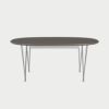 FRITZ HANSEN（フリッツ・ハンセン）SUPERELLIPSE（スーパー楕円テーブル延長式）B620（ダイニングテーブル170-270×100cm）ラミネート / スパンレッグ グレー天板×クローム仕上げ