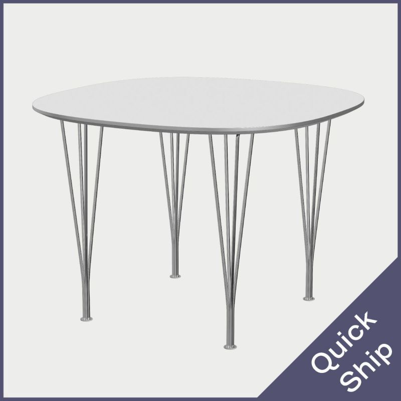 FRITZ HANSEN（フリッツ・ハンセン）SUPERCIRCULAR（スーパー円テーブル）B603（ダイニングテーブル100×100cm）ラミネート / スパンレッグ ホワイト天板×クローム仕上げ