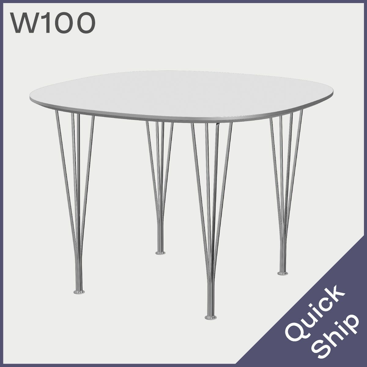 FRITZ HANSEN（フリッツ・ハンセン）SUPERCIRCULAR（スーパー円テーブル）B603（ダイニングテーブル100×100cm）ラミネート / スパンレッグ ホワイト天板×クローム仕上げ