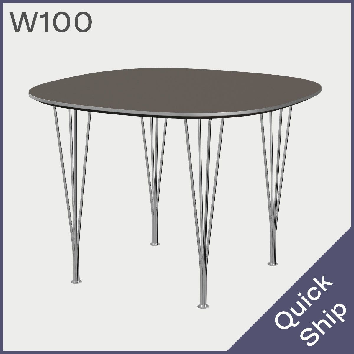 FRITZ HANSEN（フリッツ・ハンセン）SUPERCIRCULAR（スーパー円テーブル）B603（ダイニングテーブル100×100cm）ラミネート / スパンレッグ グレー天板×クローム仕上げ