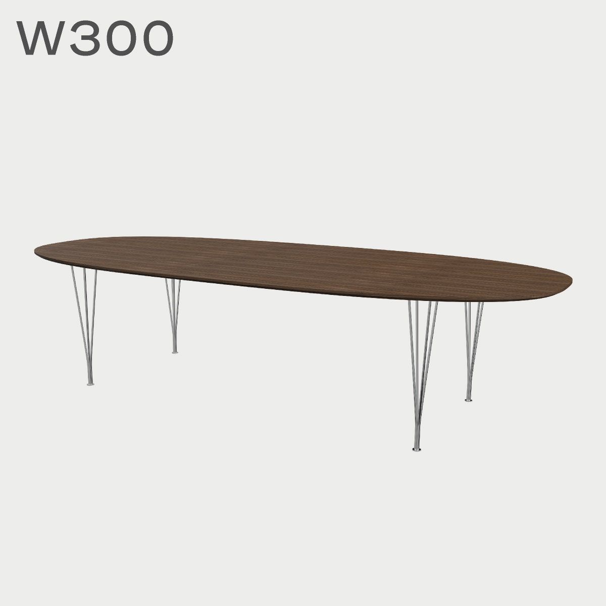 FRITZ HANSEN（フリッツ・ハンセン）SUPERELLIPSE（スーパー楕円テーブル）B617（ダイニングテーブル300×130cm）プライウッド クリアラッカー / スパンレッグ